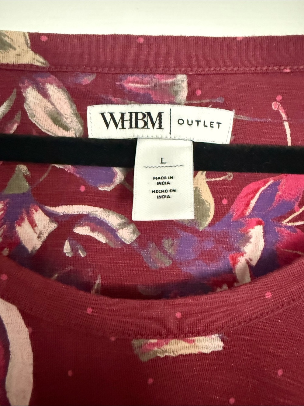WHBM Outlet Burgundy Floral Scoop Neck Top Size Large - Picture 2 of 4
